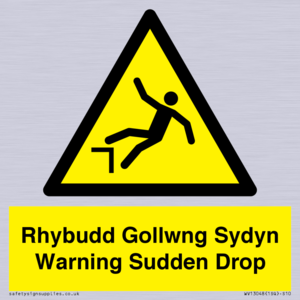 Rhybudd Gollwng Sydyn Warning Sudden Drop